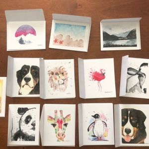 Original hand painted watercolor cards. 12 pack
